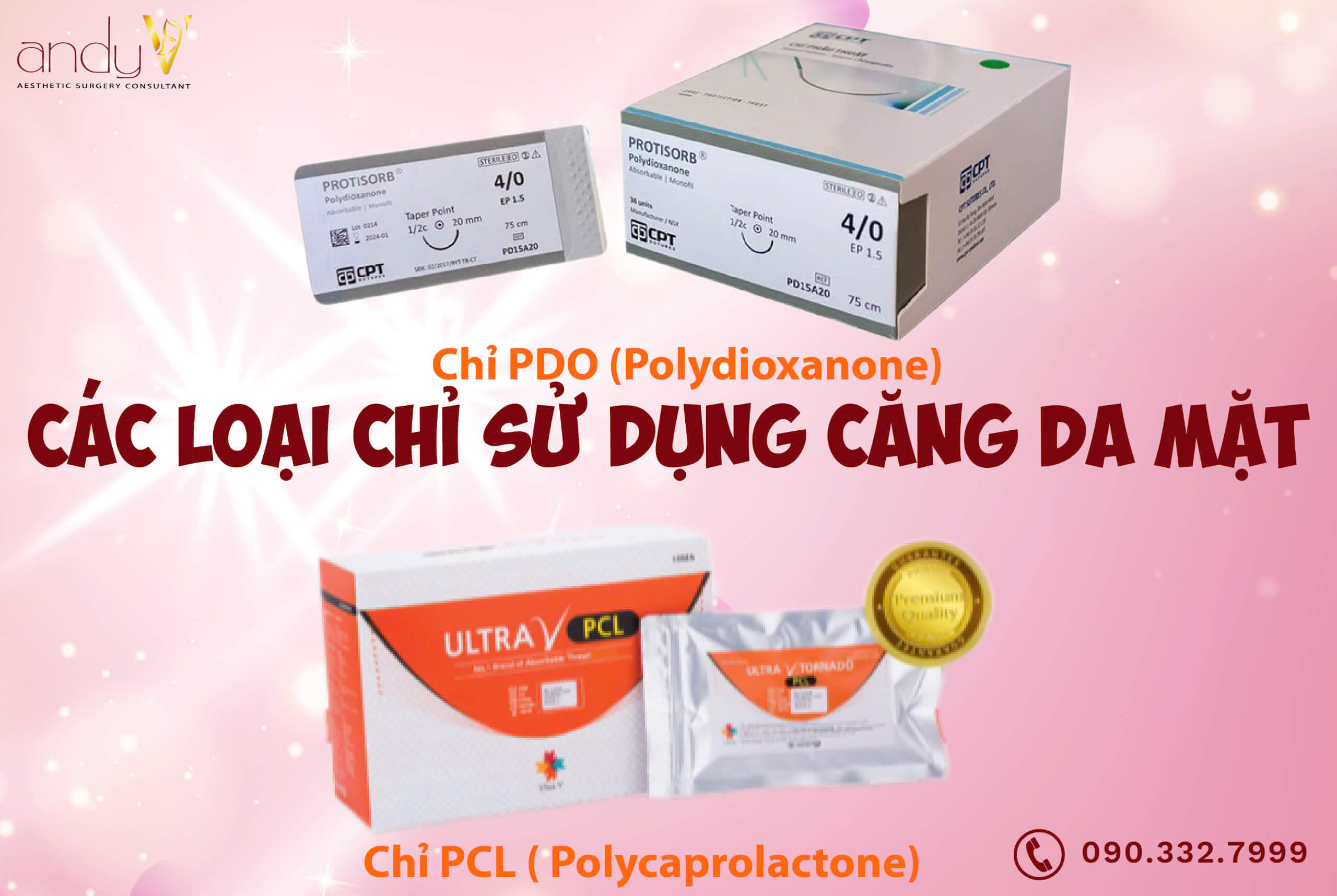 3 loại chỉ thường được sử dụng để căng da mặt