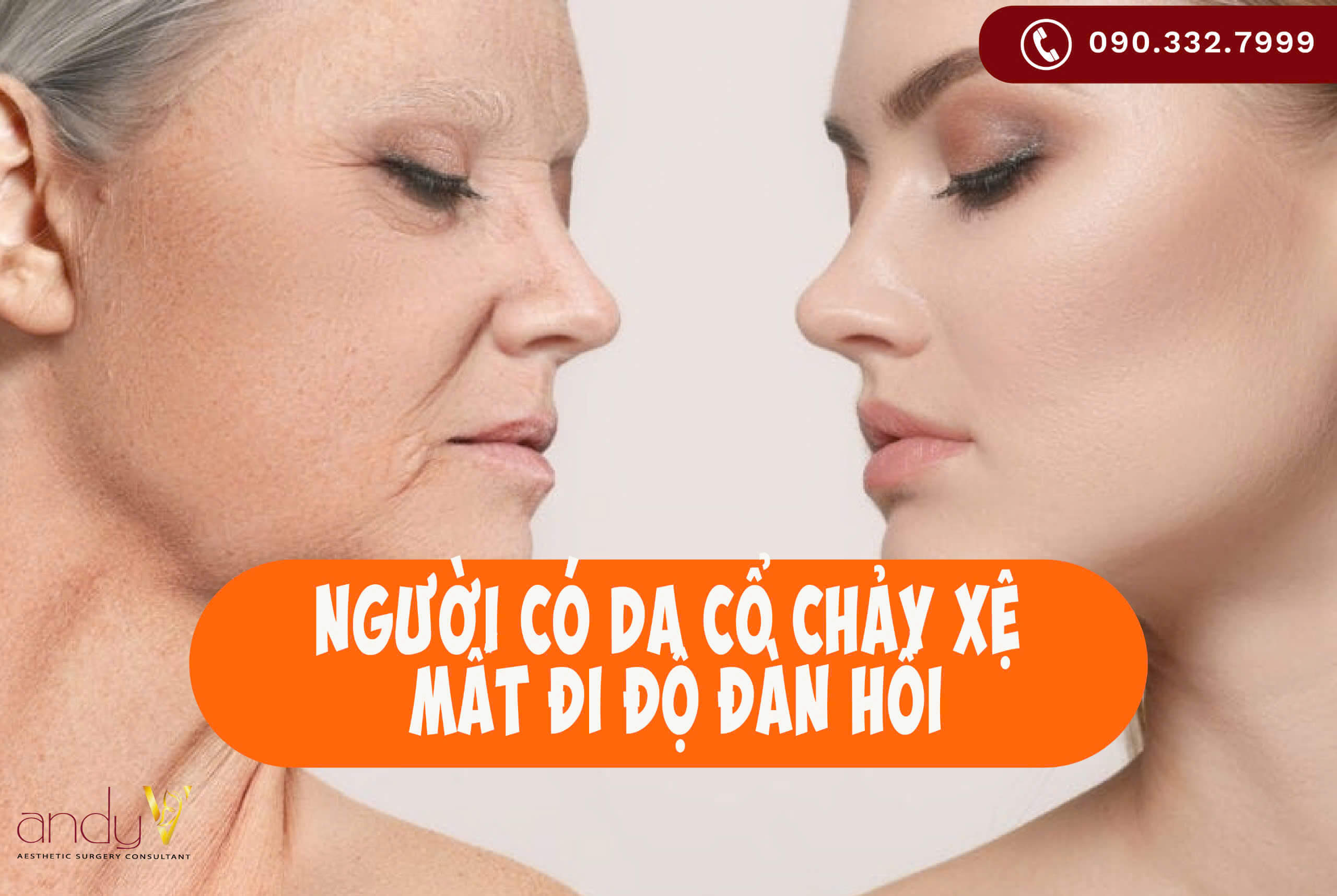 Người có da cổ chảy xệ, mất đi độ đàn hồi