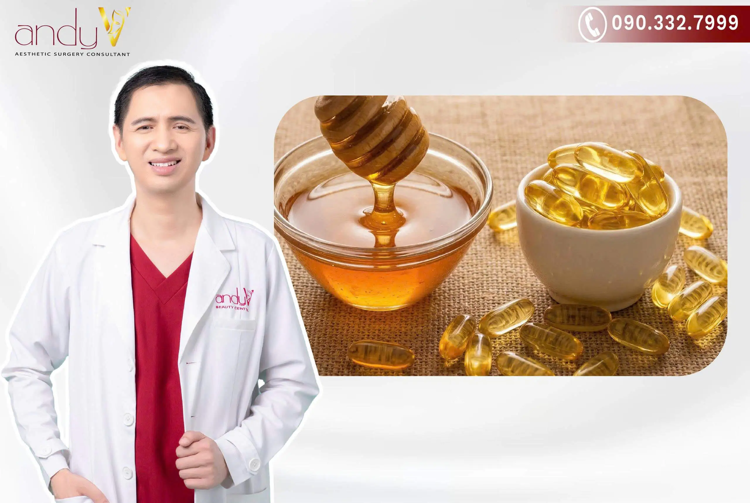 Công thức kết hợp mật ong nguyên chất và viên nang vitamin e làm đẹp vùng kín